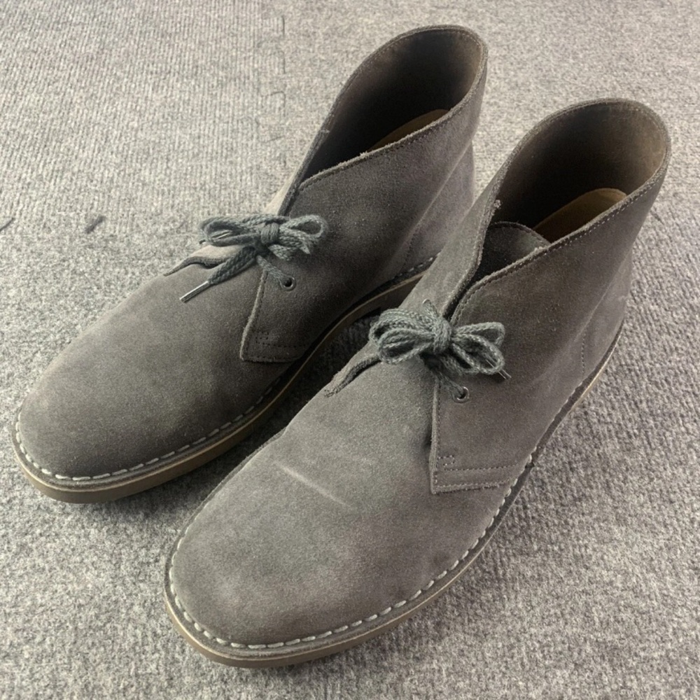 Clarks 15522 Mens Suede Leather Desert Boots Size 10.5 Gray